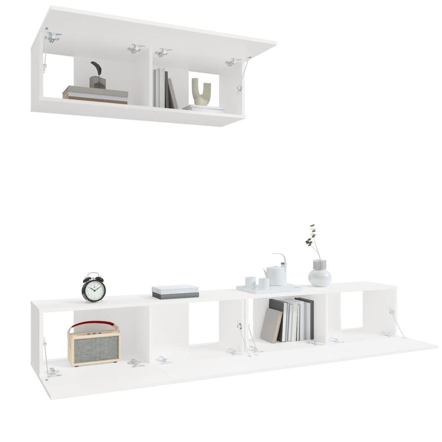 -Delige Tv-Meubelset Bewerkt Hout 100 x 30 x 30 cm Wit