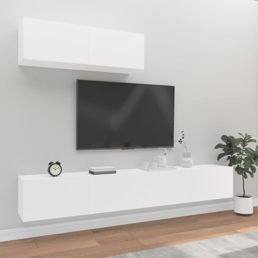 -Delige Tv-Meubelset Bewerkt Hout 100 x 30 x 30 cm Wit
