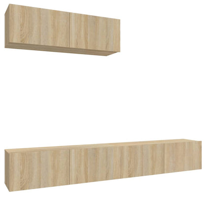 -Delige Tv-Meubelset Bewerkt Hout Kleurig 100 x 30 x 30 cm Sonoma eiken