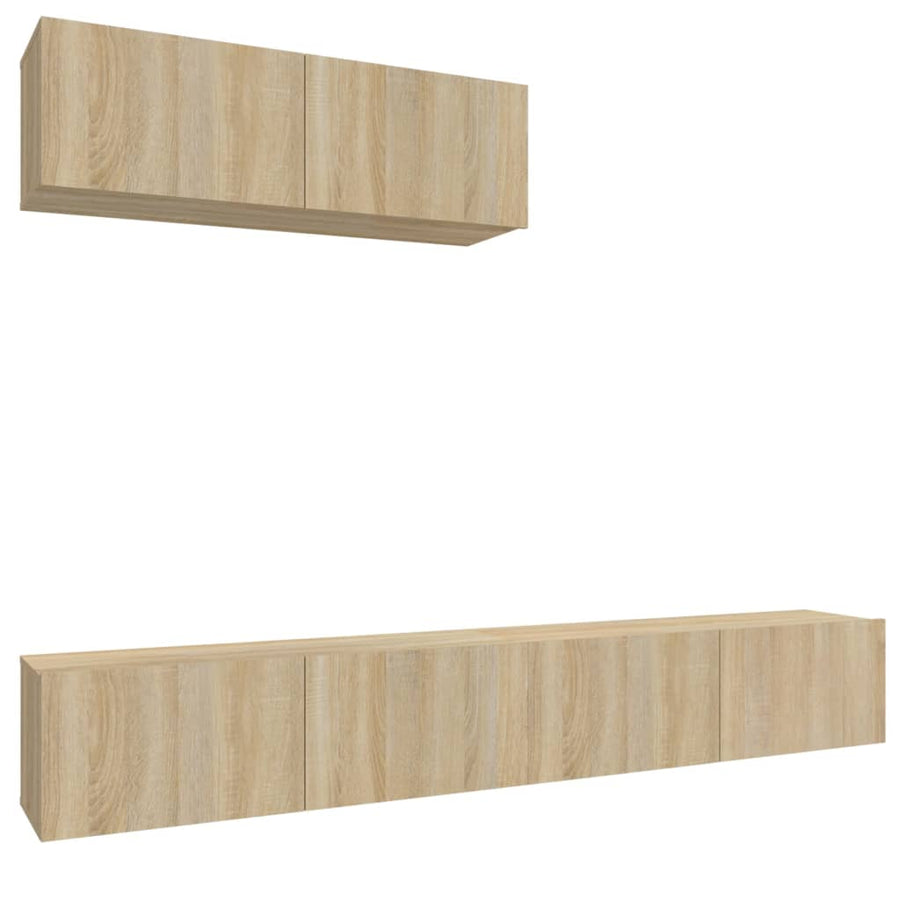 -Delige Tv-Meubelset Bewerkt Hout Kleurig 100 x 30 x 30 cm Sonoma eiken