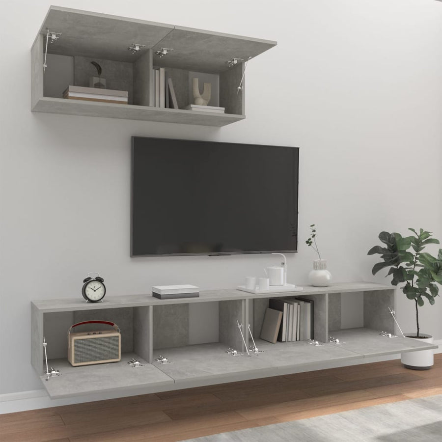-Delige Tv-Meubelset Bewerkt Hout 100 x 30 x 30 cm Betongrijs