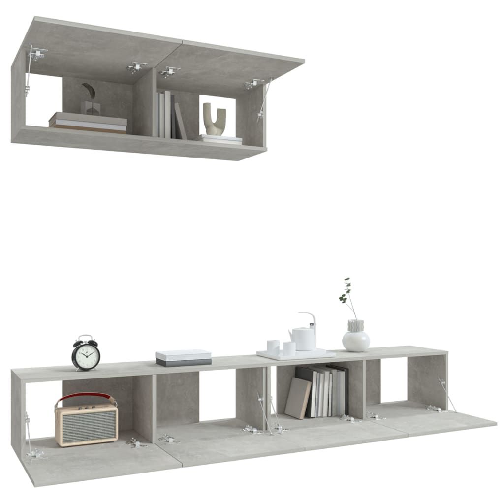 -Delige Tv-Meubelset Bewerkt Hout 100 x 30 x 30 cm Betongrijs