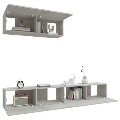 -Delige Tv-Meubelset Bewerkt Hout 100 x 30 x 30 cm Betongrijs