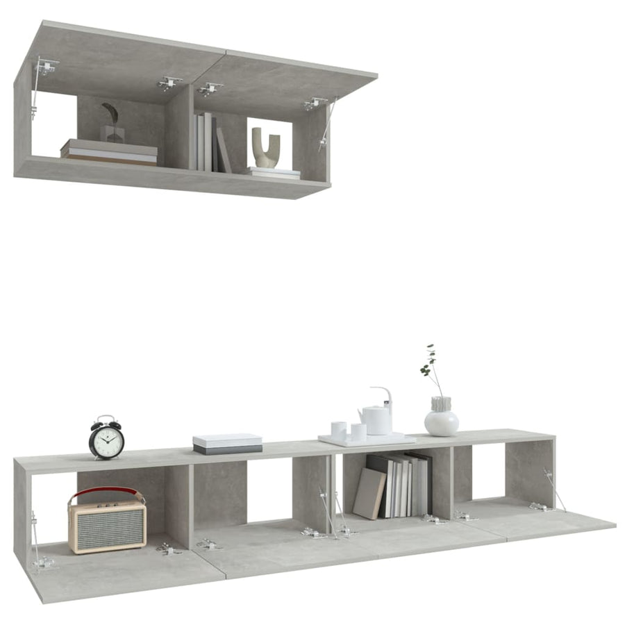 -Delige Tv-Meubelset Bewerkt Hout 100 x 30 x 30 cm Betongrijs