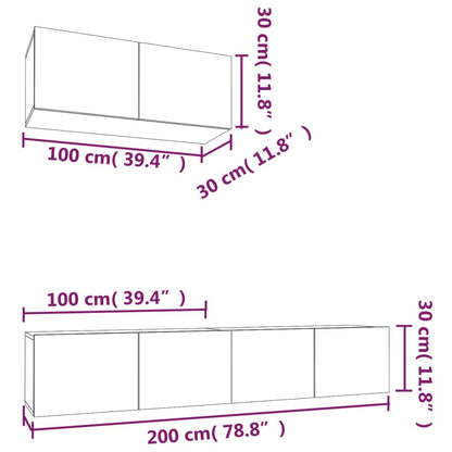 -Delige Tv-Meubelset Bewerkt Hout 100 x 30 x 30 cm Betongrijs