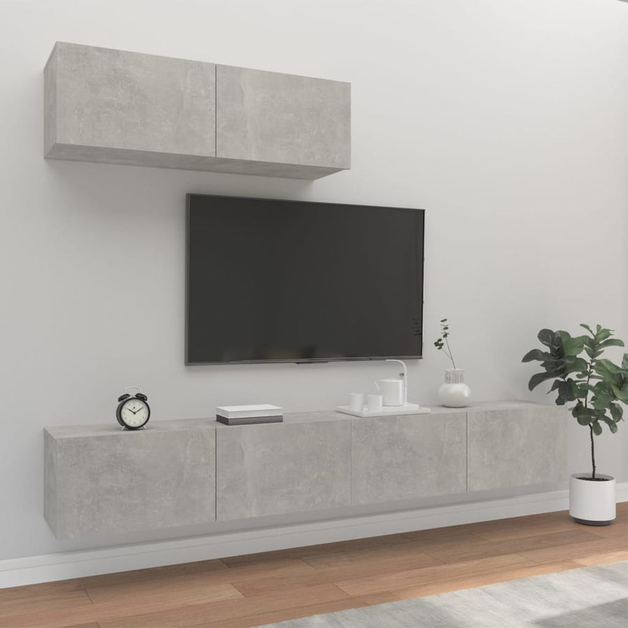 -Delige Tv-Meubelset Bewerkt Hout 100 x 30 x 30 cm Betongrijs