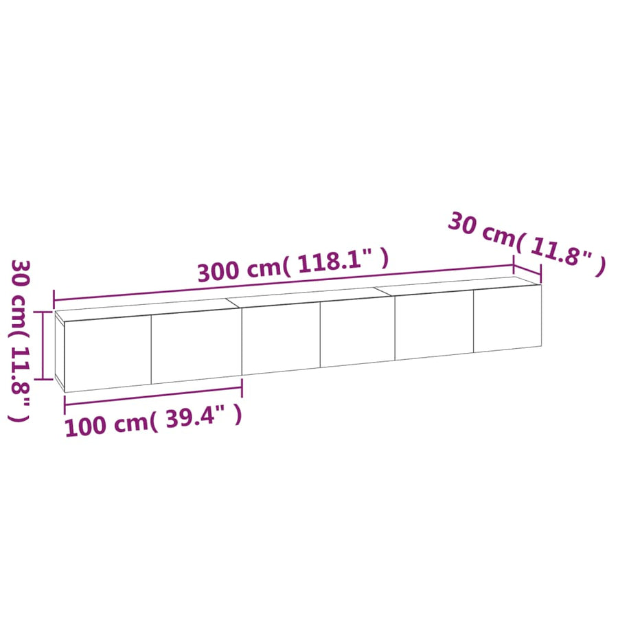 3-Delige Tv-Meubelset Bewerkt Hout Kleurig 100 cm