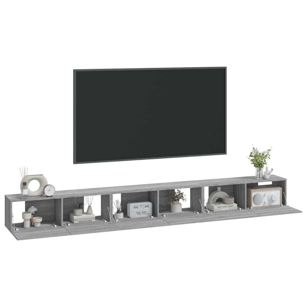 -Delige Tv-Meubelset Bewerkt Hout Eikenkleurig 100 x 30 x 30 cm Grijs sonoma