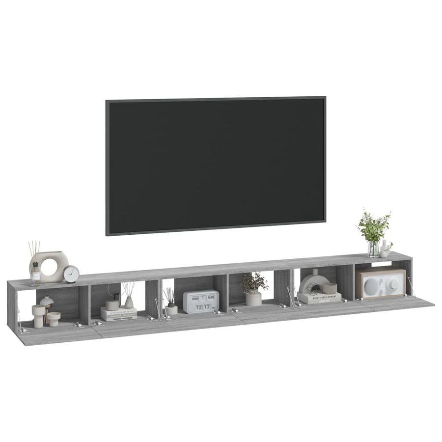 -Delige Tv-Meubelset Bewerkt Hout Eikenkleurig 100 x 30 x 30 cm Grijs sonoma