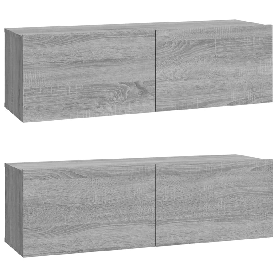-Delige Tv-Meubelset Bewerkt Hout Eikenkleurig 100 x 30 x 30 cm Grijs sonoma