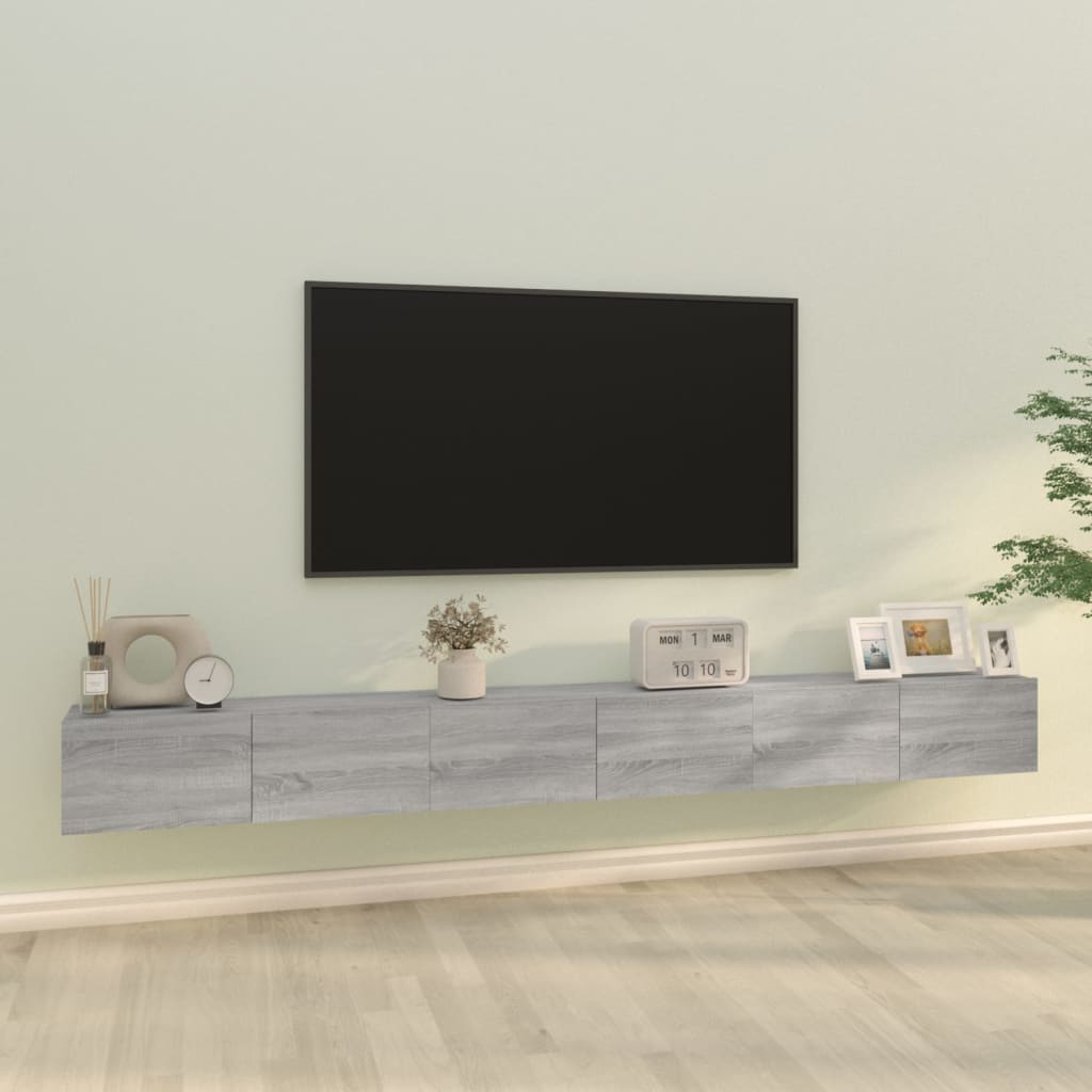 -Delige Tv-Meubelset Bewerkt Hout Eikenkleurig 100 x 30 x 30 cm Grijs sonoma