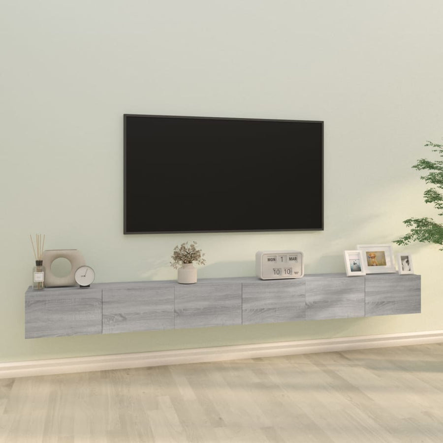 -Delige Tv-Meubelset Bewerkt Hout Eikenkleurig 100 x 30 x 30 cm Grijs sonoma