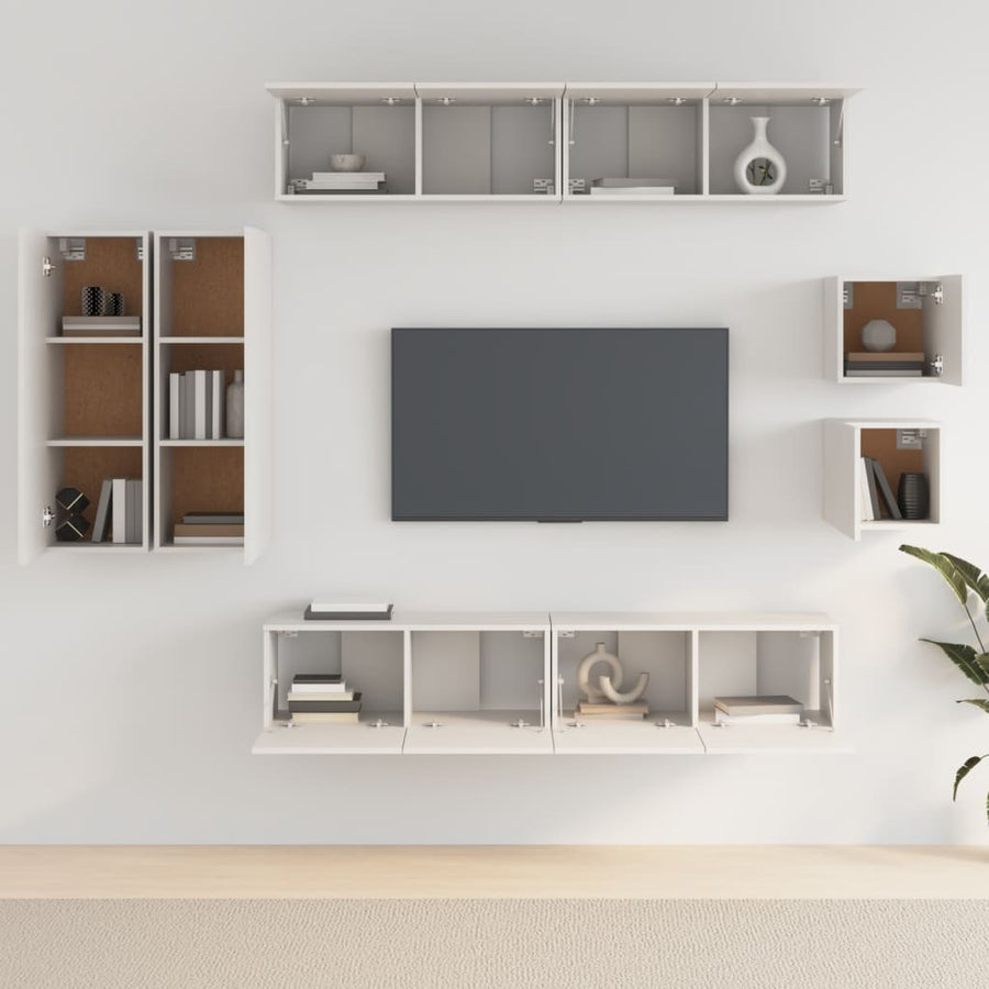 -Delige Tv-Meubelset Bewerkt Hout 30.5 x 30 x 90 cm Wit