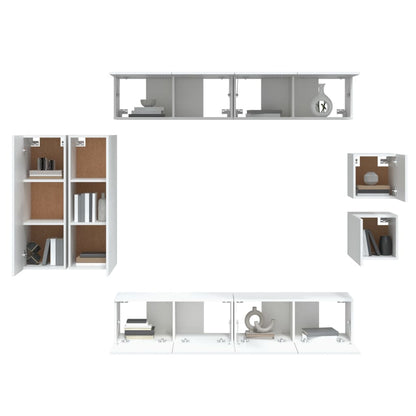 -Delige Tv-Meubelset Bewerkt Hout 30.5 x 30 x 90 cm Wit