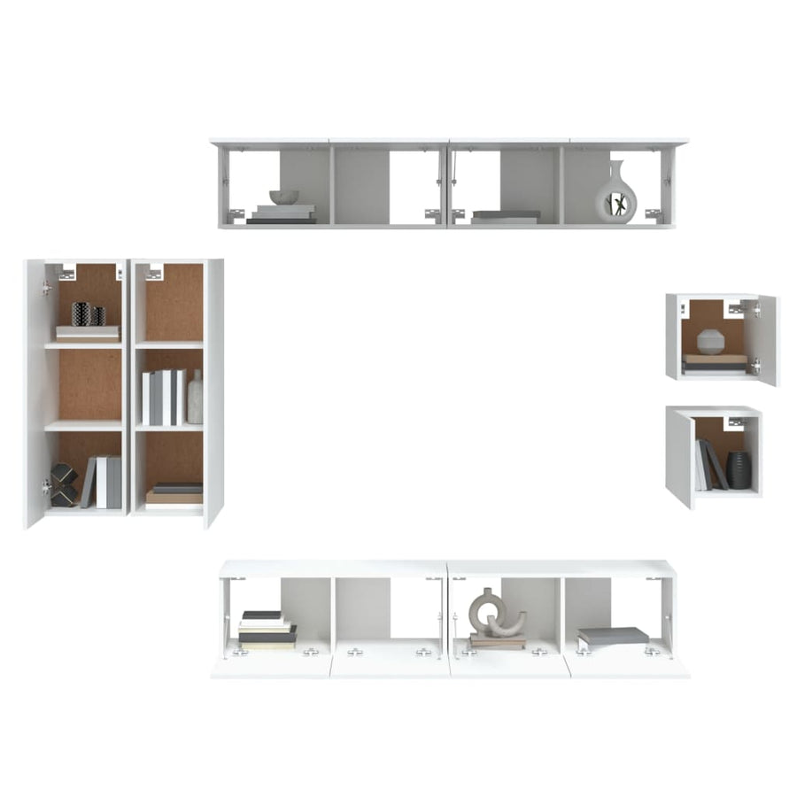 -Delige Tv-Meubelset Bewerkt Hout 30.5 x 30 x 90 cm Wit