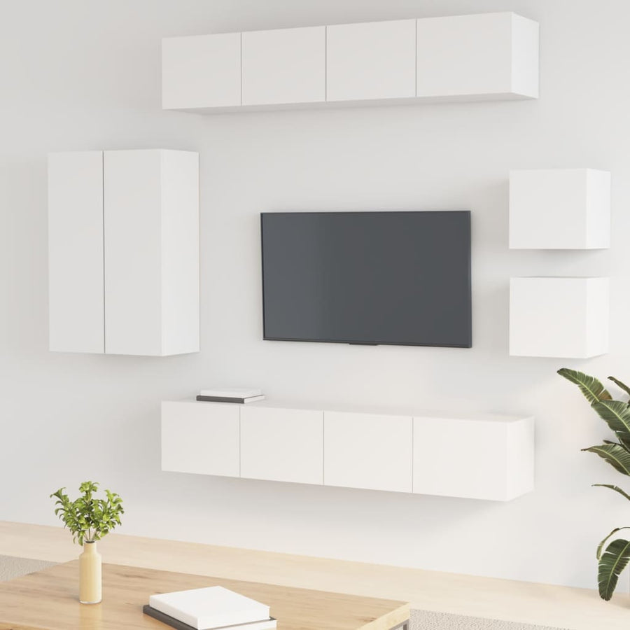-Delige Tv-Meubelset Bewerkt Hout 30.5 x 30 x 90 cm Wit