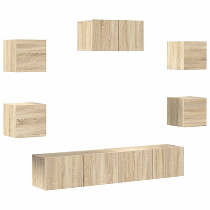 7-Delige Tv-Meubelset Bewerkt Hout Kleurig 60 x 30 x 30 cm Sonoma eiken
