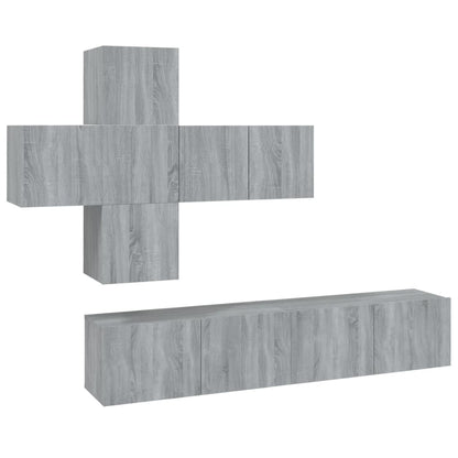 -Delige Tv-Meubelset Bewerkt Hout Eikenkleurig 60 x 30 x 30 cm Grijs sonoma