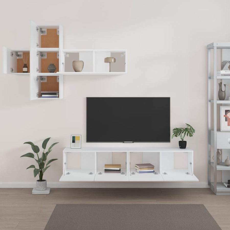 -Delige Tv-Meubelset Bewerkt Hout 80 x 30 x 30 cm Wit