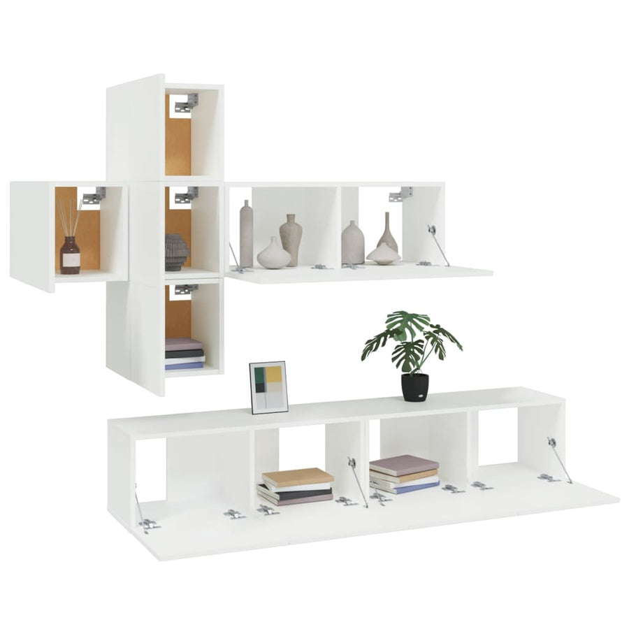 -Delige Tv-Meubelset Bewerkt Hout 80 x 30 x 30 cm Wit