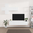 7-piece TV unit set engineered wood white