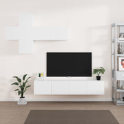 Tv-meubelset 7-delig bewerkt hout wit