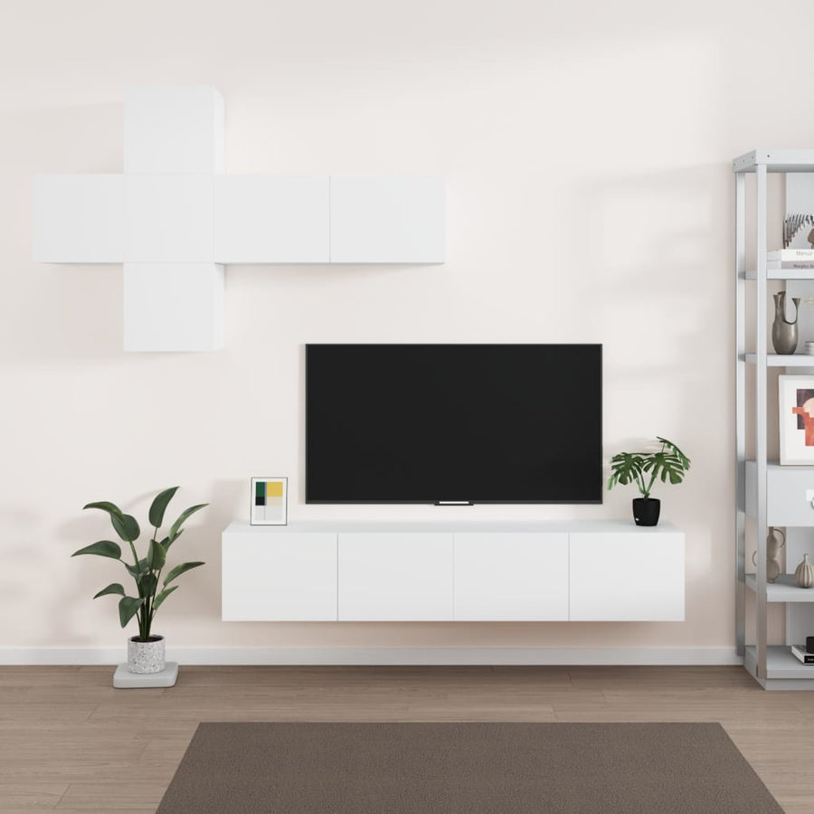 -Delige Tv-Meubelset Bewerkt Hout 80 x 30 x 30 cm Wit