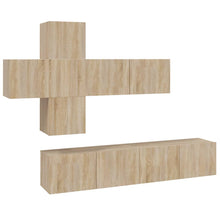 7-Delige Tv-Meubelset Bewerkt Hout Kleurig 80 x 30 x 30 cm Sonoma eiken