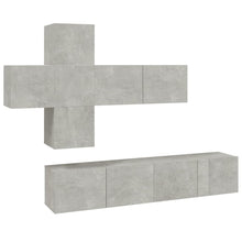 7-Delige Tv-Meubelset Bewerkt Hout 80 x 30 x 30 cm Betongrijs