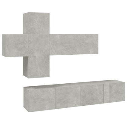 7-Delige Tv-Meubelset Bewerkt Hout 80 x 30 x 30 cm Betongrijs
