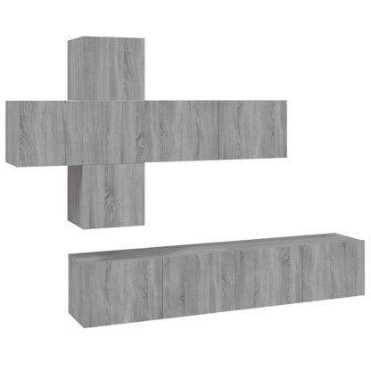 -Delige Tv-Meubelset Bewerkt Hout Eikenkleurig 80 x 30 x 30 cm Grijs sonoma