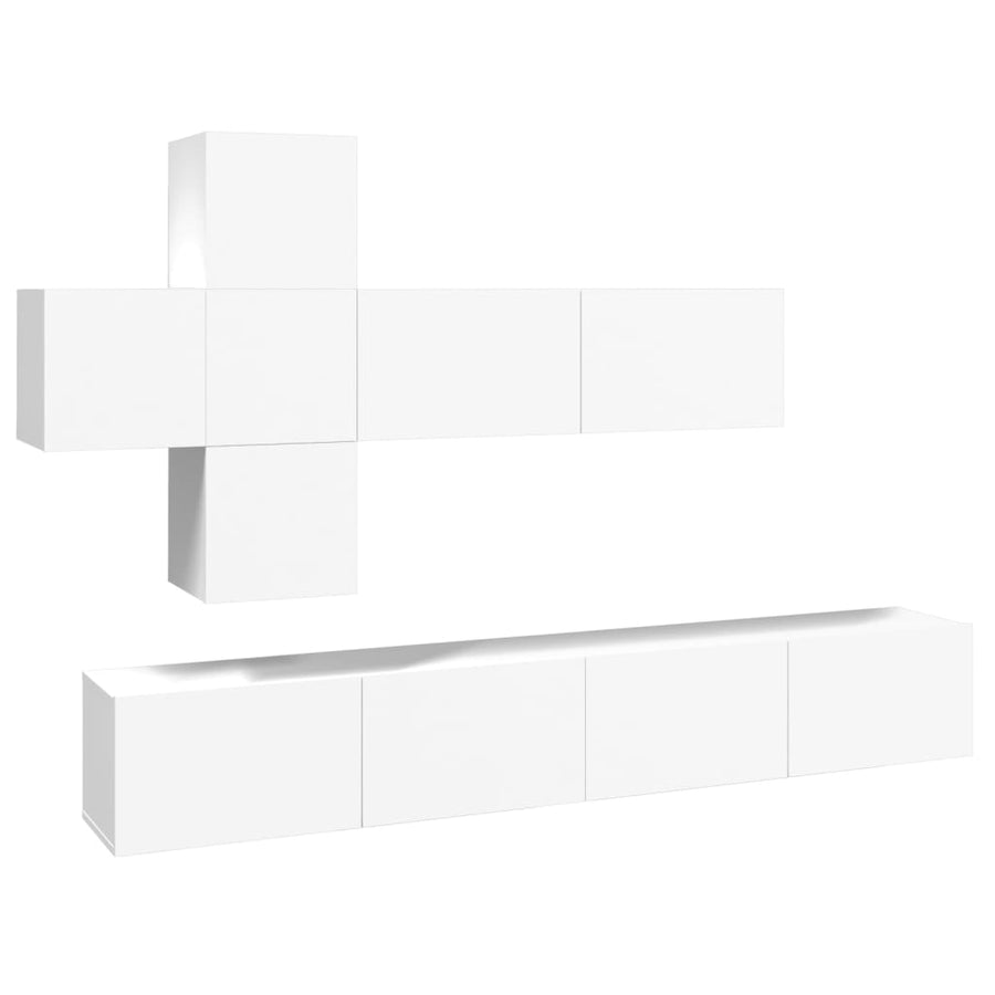-Delige Tv-Meubelset Bewerkt Hout 100 x 30 x 30 cm Wit