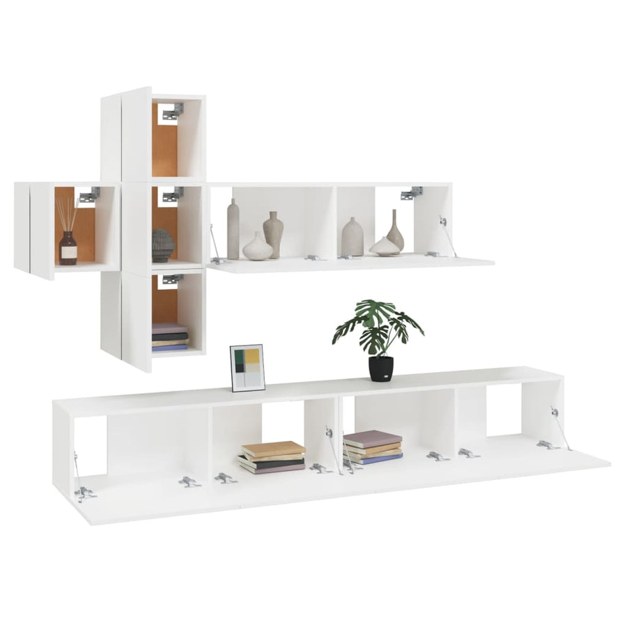 -Delige Tv-Meubelset Bewerkt Hout 100 x 30 x 30 cm Wit