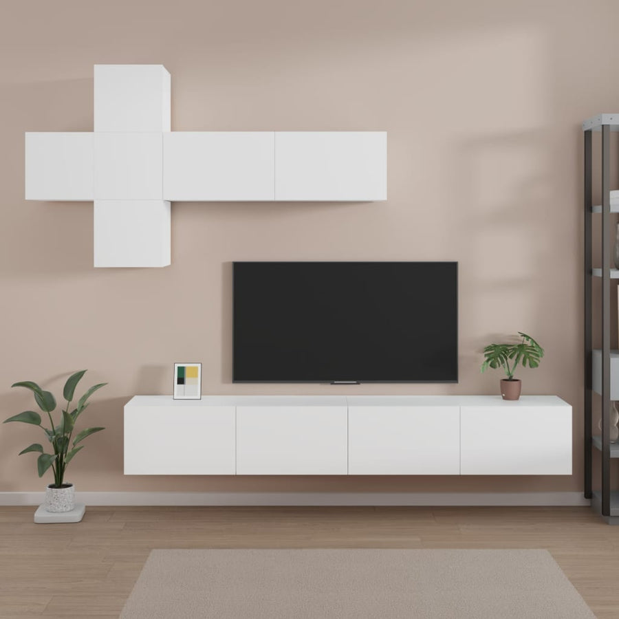 -Delige Tv-Meubelset Bewerkt Hout 100 x 30 x 30 cm Wit
