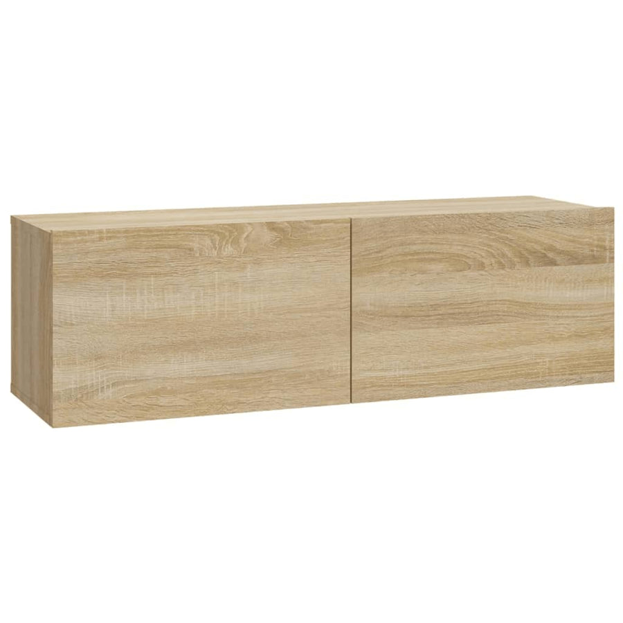 7-Delige Tv-Meubelset Bewerkt Hout Kleurig 100 x 30 x 30 cm Sonoma eiken