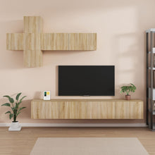 7-Delige Tv-Meubelset Bewerkt Hout Kleurig 100 x 30 x 30 cm Sonoma eiken