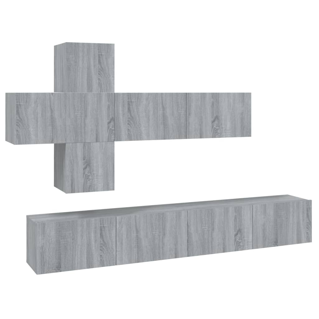 -Delige Tv-Meubelset Bewerkt Hout Eikenkleurig 100 x 30 x 30 cm Grijs sonoma