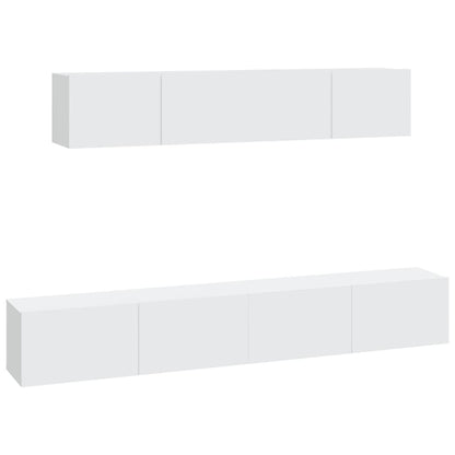 4-Delige Tv-Meubelset Bewerkt Hout 80 cm Wit