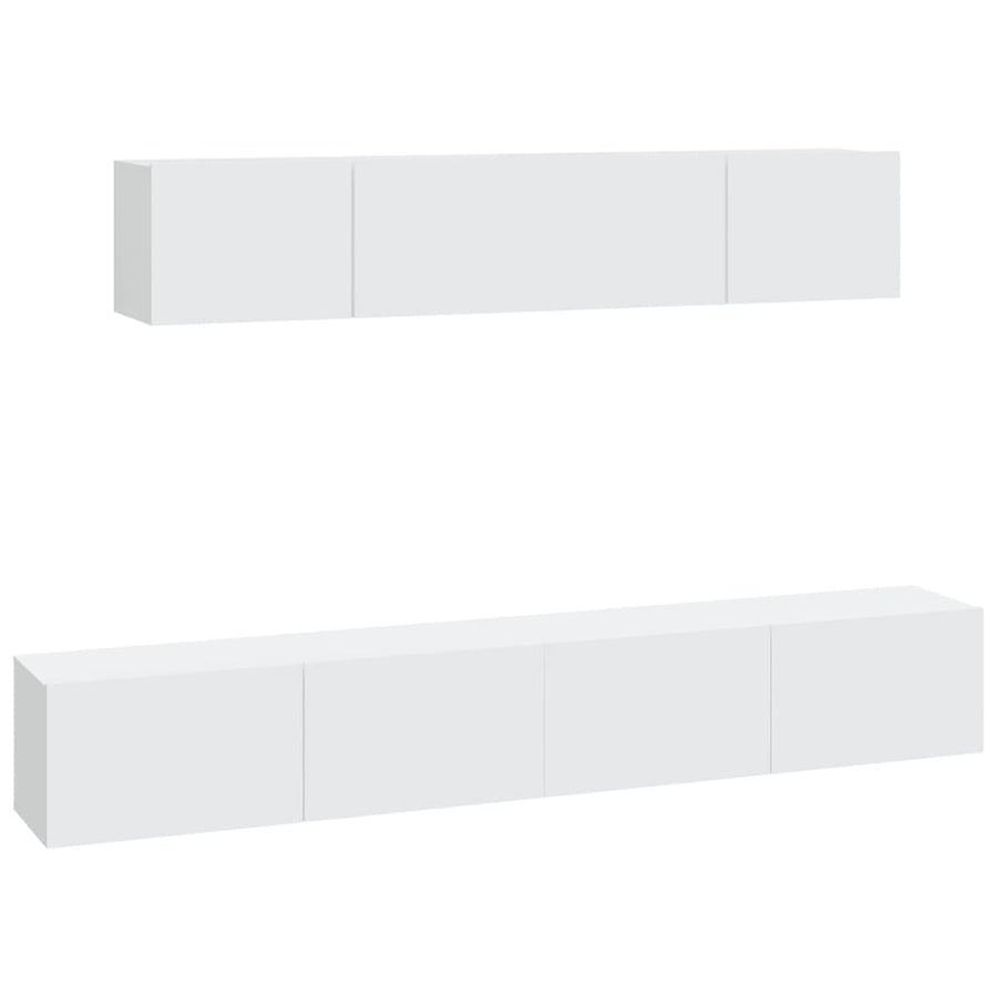 4-Delige Tv-Meubelset Bewerkt Hout 80 cm Wit