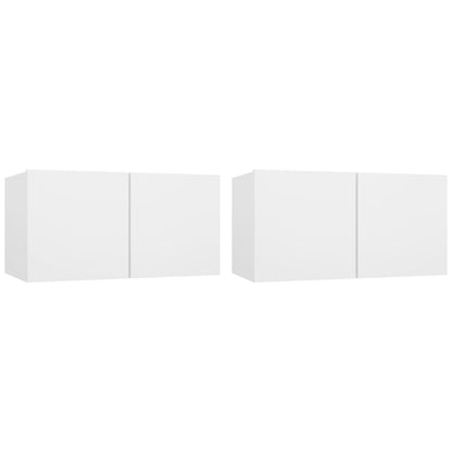 4-Delige Tv-Meubelset Bewerkt Hout 80 cm Wit
