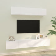 Tv-meubelset bewerkt hout wit 4-delig wandmontage