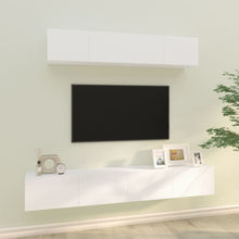 4-Delige Tv-Meubelset Bewerkt Hout 80 cm Wit