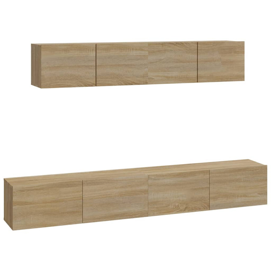 -Delige Tv-Meubelset Bewerkt Hout Kleurig 80 x 30 x 30 cm Sonoma eiken