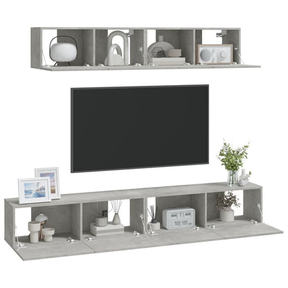 -Delige Tv-Meubelset Bewerkt Hout 80 x 30 x 30 cm Betongrijs