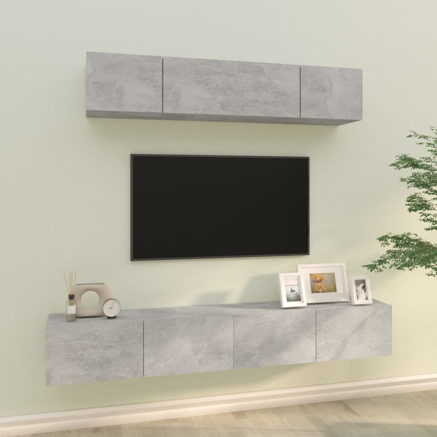 -Delige Tv-Meubelset Bewerkt Hout 80 x 30 x 30 cm Betongrijs