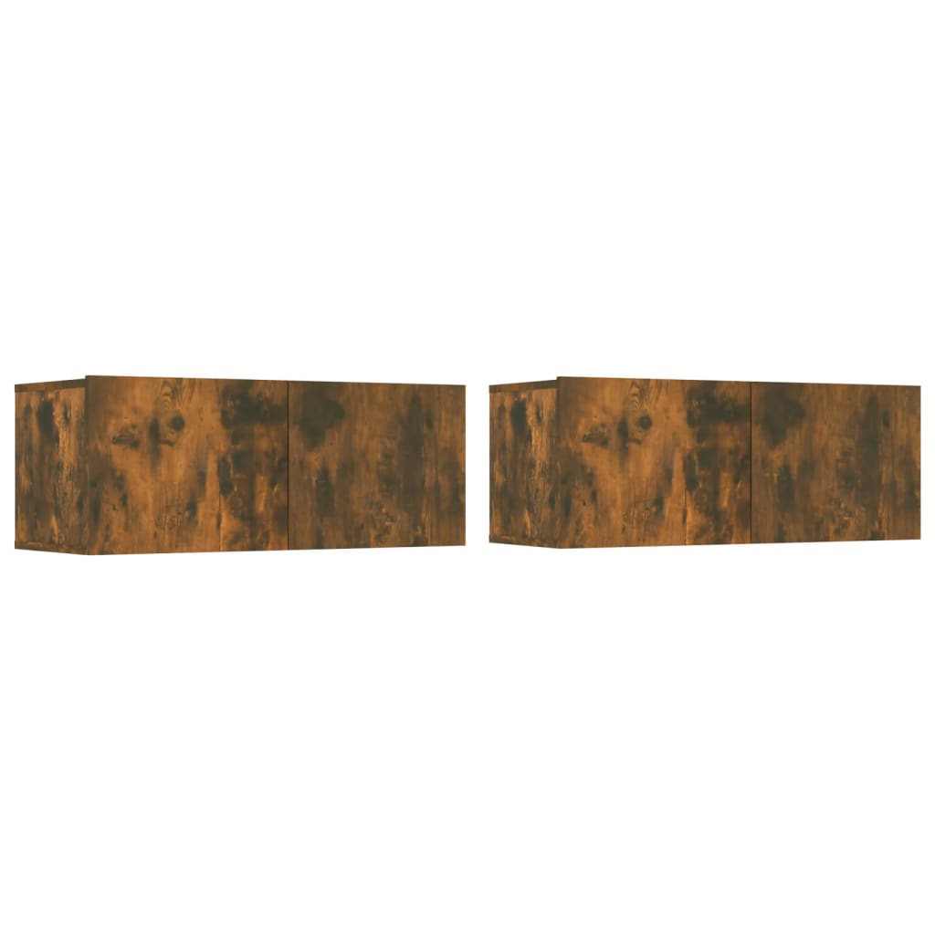 4-Delige Tv-Meubelset Bewerkt Hout Kleurig 80 x 30 x 30 cm Gerookt eiken