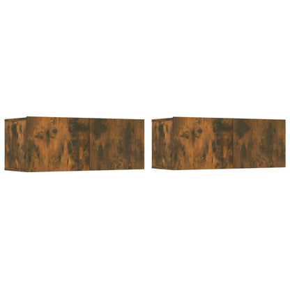 4-Delige Tv-Meubelset Bewerkt Hout Kleurig 80 x 30 x 30 cm Gerookt eiken