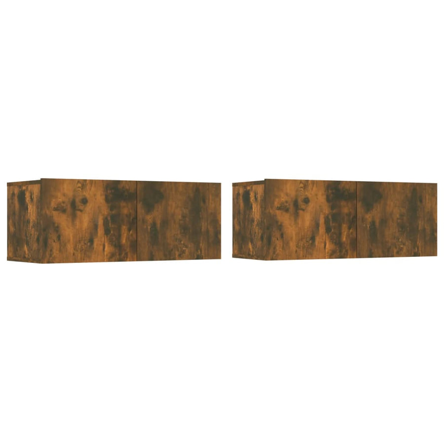4-Delige Tv-Meubelset Bewerkt Hout Kleurig 80 x 30 x 30 cm Gerookt eiken