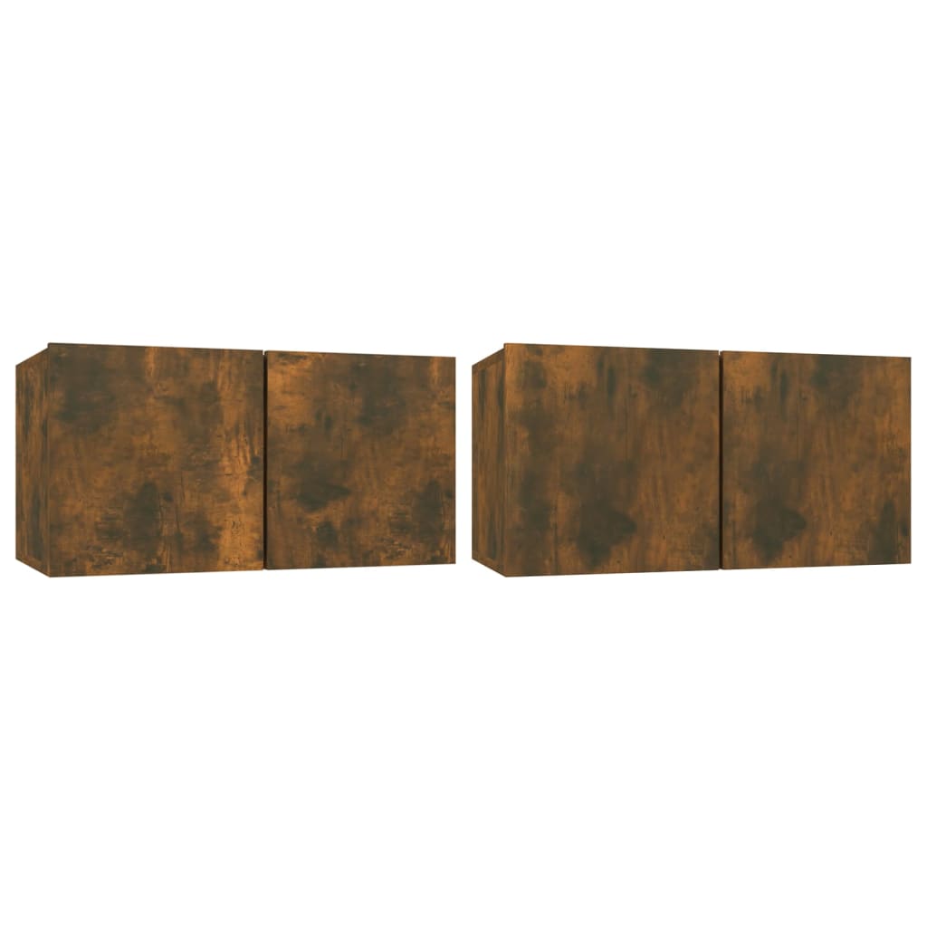4-Delige Tv-Meubelset Bewerkt Hout Kleurig 80 x 30 x 30 cm Gerookt eiken