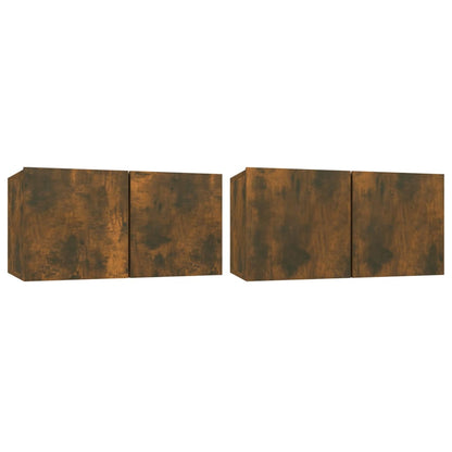 4-Delige Tv-Meubelset Bewerkt Hout Kleurig 80 x 30 x 30 cm Gerookt eiken
